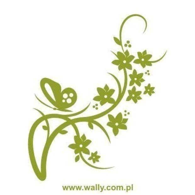 Elegant flower and butterfly sticker, perfect for decorating walls in a modern interior.