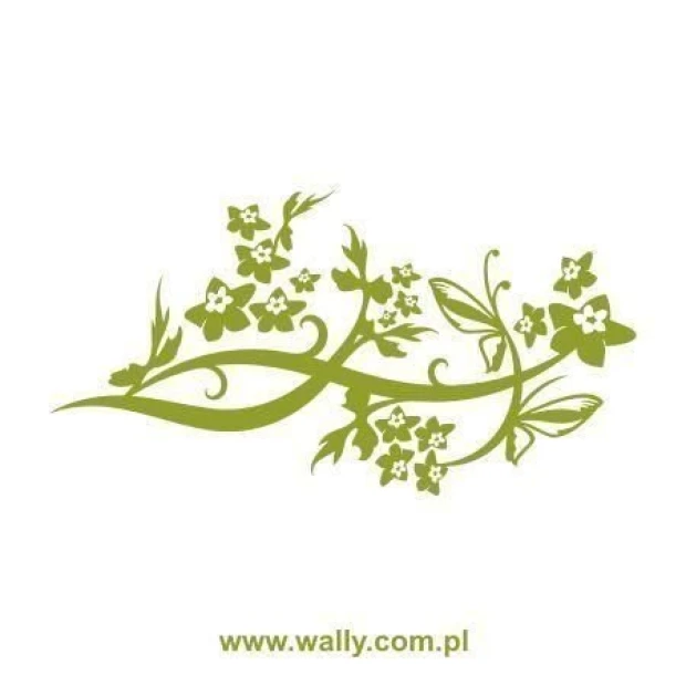 Elegant floral wall sticker in shades of green, perfect for stylish interior decoration.