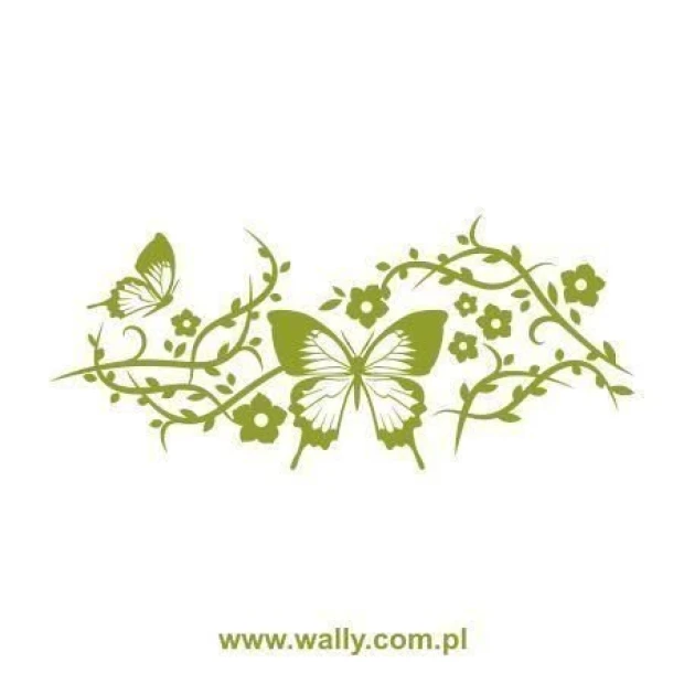 Flower Butterfly Sticker 0902 in soft green shades, perfect for refreshing a bohemian-style interior.