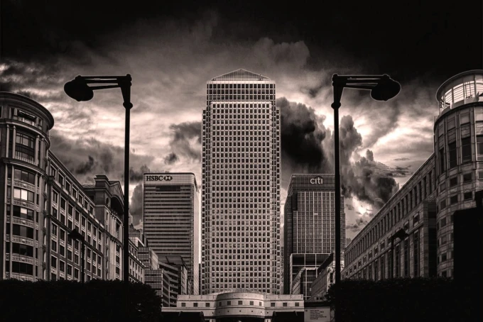 Wall mural of swirling clouds over London FP 3782 - Graphic design. Clouds in various shades of gray.