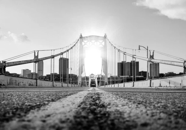 Golden Gate wall mural FP 4131 - Graphic design with clear lines and geometric shapes in golden hues.
