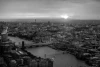 Sunset wall mural of London skyline FP 4626 - Graphic design. City view with river and bridges in the background.