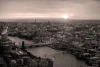 Sunset wall mural of London skyline FP 4626 - Graphic design. View of the city with river and bridges.