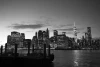 Manhattan Night Wall Mural FP 4702 - Graphic design featuring a black and white skyline of Manhattan with lights.