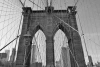 Brooklyn Bridge wall mural FP 4919 - Graphic design featuring stone arches and cables in black and white.