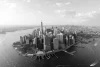 New York wall mural aerial view FP 4937 - Graphic design with buildings in various shapes and water in the background.