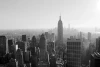 Wall mural of morning fog over New York FP 4952 - Graphic design. Gray-scale cityscape with skyscrapers.