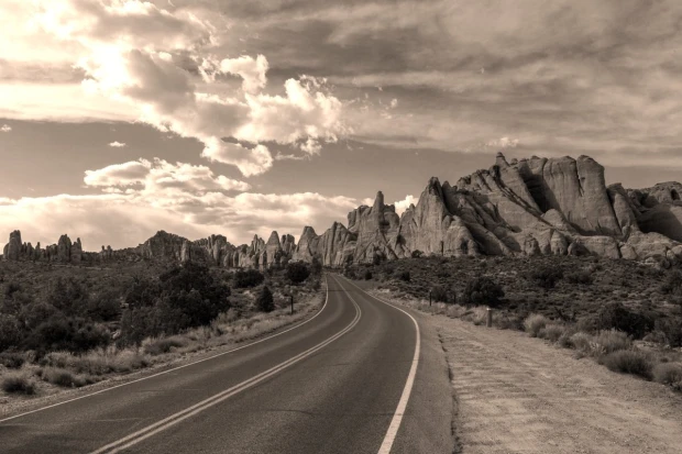 Wall mural of a road through the Grand Canyon FP 5315 - Graphic design featuring a path among rocky formations.