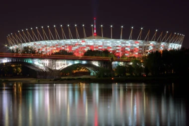 National Stadium wall mural FP 5517 - Graphic design featuring the stadium illuminated in colors.