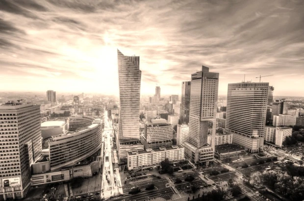 Wall mural of modern skyscrapers in Warsaw FP 5895 - Graphic design featuring monochromatic towers.