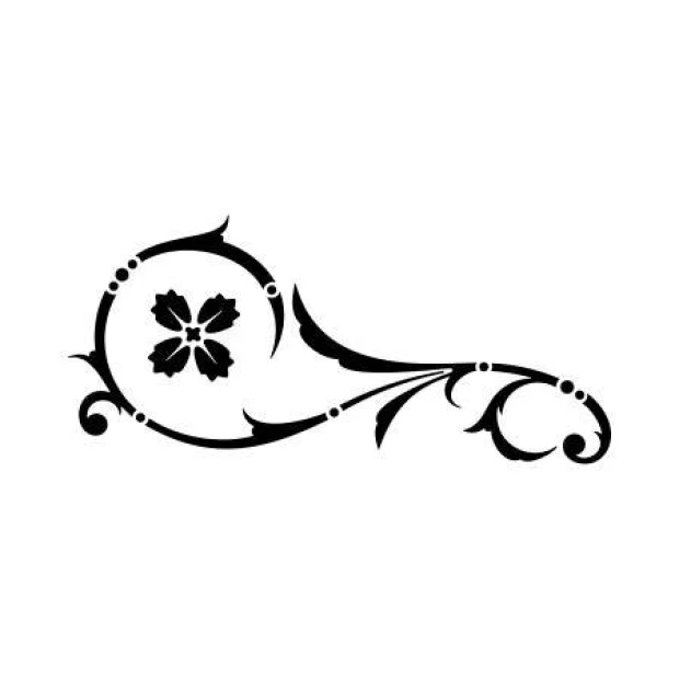 Painting template 2224 - Graphic design with wavy floral patterns and circular details.
