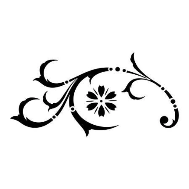 Painting template decoration 2215 - Graphic design with wavy lines and floral elements.