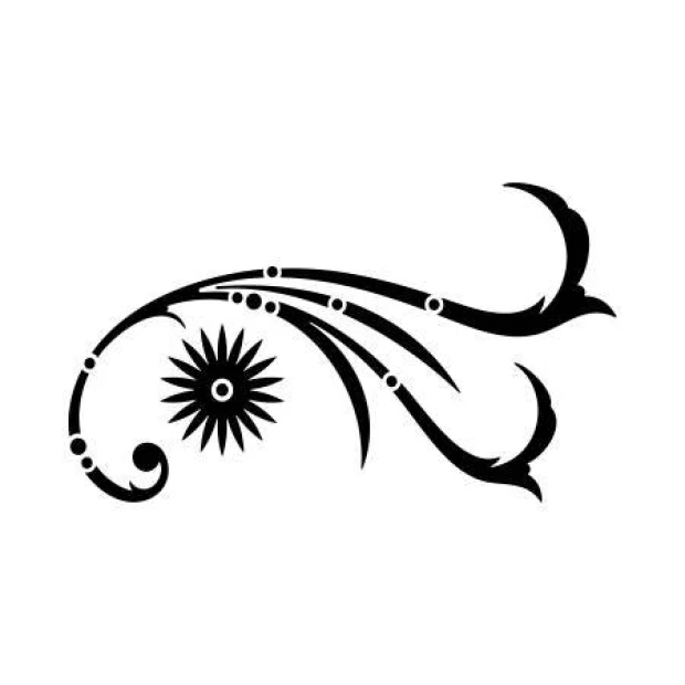 Decorative painting template 2223 - Features spiral lines and a floral motif in the center.