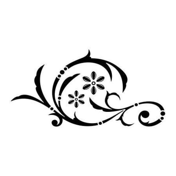 Painting template ornament 2214 - Graphic design with wavy lines and floral elements.
