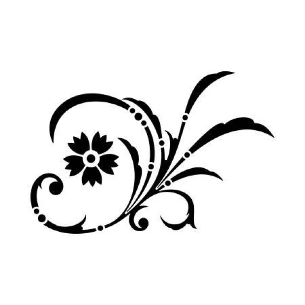 Painting template 2227 - Graphic design with a flower, wavy lines, and circular details.