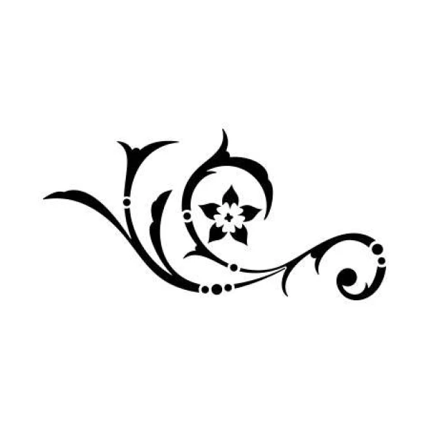 Wall template decoration 2225 - Graphic design with wavy lines and floral motif.