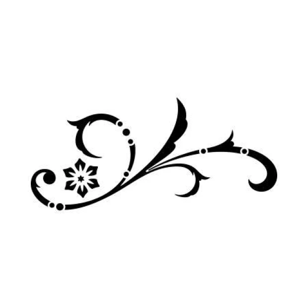 Wall stencil 2217 - Graphic design featuring wavy lines and floral elements.