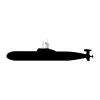 Submarine painting stencil 2306 - Graphic design. Submarine shape with clear hull details and periscope.