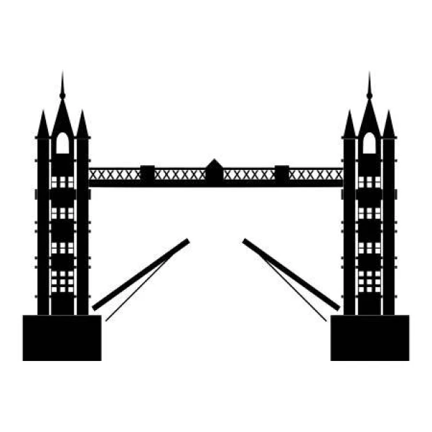 London Bridge painting template 2287 - Graphic design featuring a bridge shape with towers and rising spans.