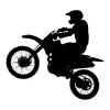 Motocross painting stencil 2312 - Graphic design featuring a motorcyclist in a dynamic riding position.