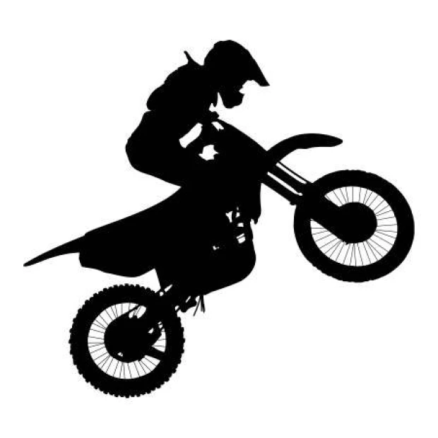 Motocross biker stencil 2315 - Graphic design of a biker jumping on a motorcycle, with clear details.