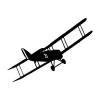 Biplane painting template 2305 - Graphic design featuring a plane with two horizontal wings and spinning wheels.