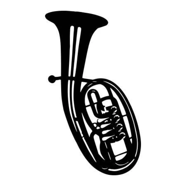 Baritone painting template 2251 - Graphic design. Shaped like a wind instrument with a round body and long tube.