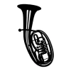 Baritone painting template 2251 - Graphic design. Shaped like a wind instrument with a round body and long tube.
