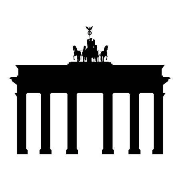 Brandenburg Gate painting stencil 2281 - Graphic design featuring a gate shape with columns and a figure on top.