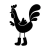 Children\'s painting template rooster 2269 - Graphic design. Rooster shape with large tail, legs in boots, and clear details.