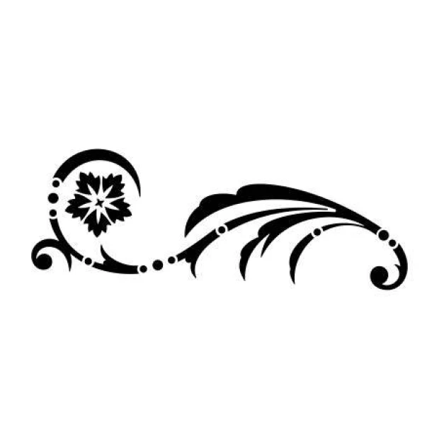 Painting template decoration 2232 - Graphic design with wavy lines and floral and circular elements.
