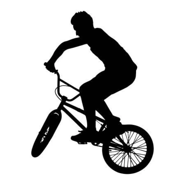 BMX bike painting template 2321 - Graphic design featuring a cyclist in a dynamic riding position.