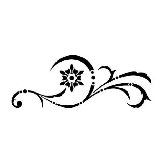 Decorative painting template 2230 - Graphic design with wavy lines and a floral motif in the center.