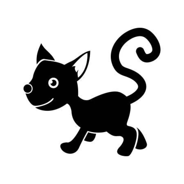 Children\'s painting template dog 2268 - Graphic design featuring a dog with big eyes and a raised tail.