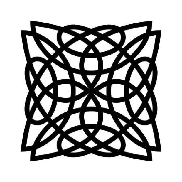 Fantasy painting template 2234 - Graphic design with interwoven lines creating symmetrical shapes.