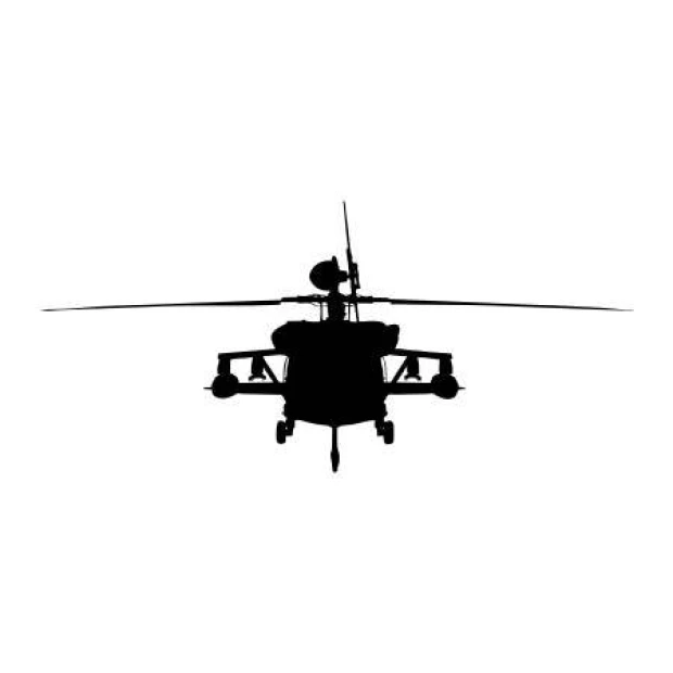 Helicopter silhouette painting template 2300 - Graphic design with rotors and fuselage details.