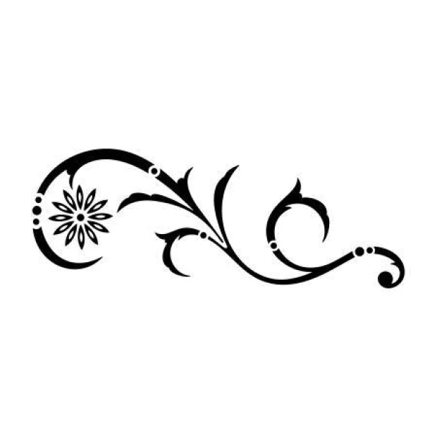 Painting template 2231 - Graphic design with wavy lines and floral motif.