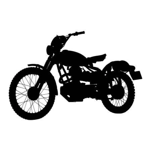Motorcycle wall template 2325 - Graphic design featuring a side view of a motorcycle with clear wheels and handlebars.