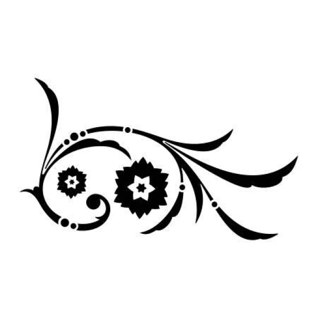 Wall template ornament decoration 2233 - Graphic design with swirling lines, flowers, and circles.
