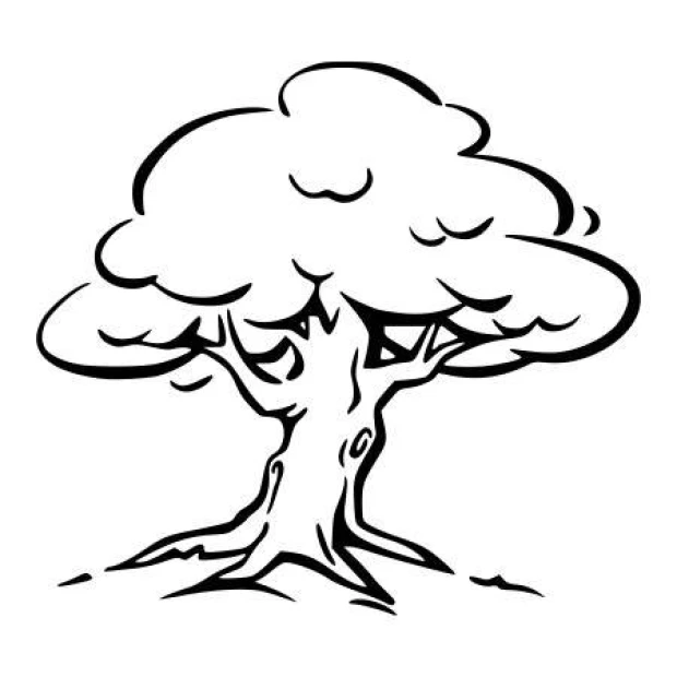 Tree wall template 2375 - Graphic design featuring a tree shape with rounded leaves and a distinct trunk.