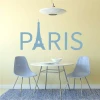 Paris painting template 2294 - Dining room design with light-colored walls and minimalist gray furniture.
