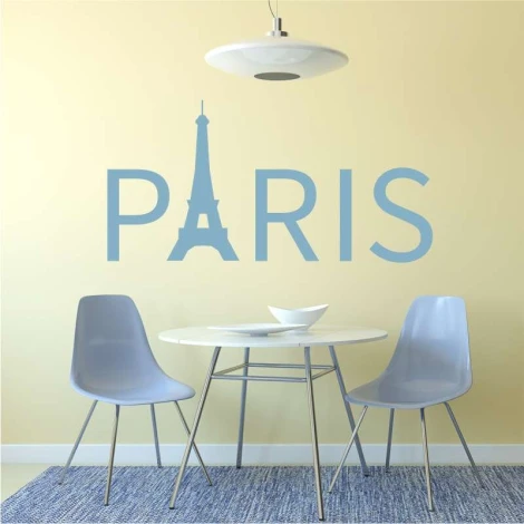 Paris painting template 2294 - Dining room design with light-colored walls and minimalist gray furniture.