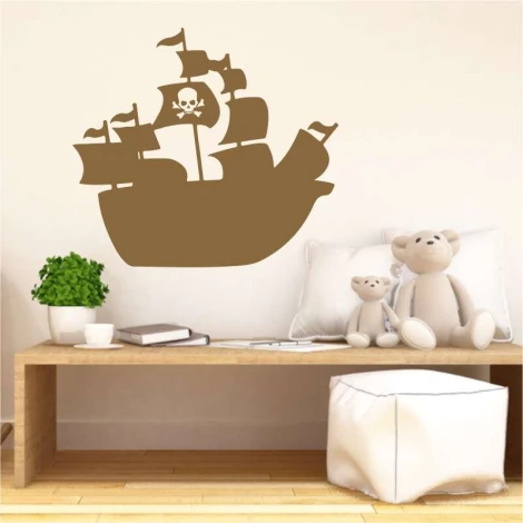 Pirate ship template for kids 2277 - Decor in a child\'s room with light walls and simple furniture.