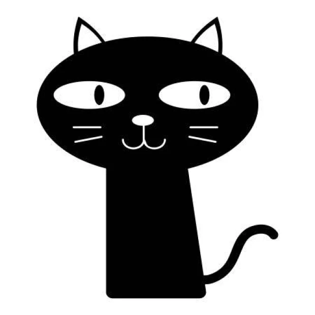 Curious cat painting template 2367 - Graphic design featuring a cat shape with large eyes, simple body, and long tail.