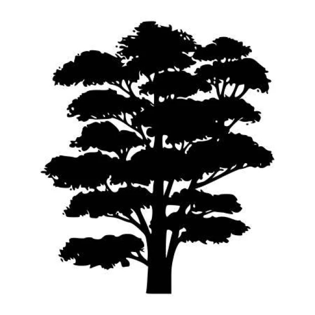 Tree painting stencil 2369 - Graphic design featuring a tree shape with dense, sprawling branches.