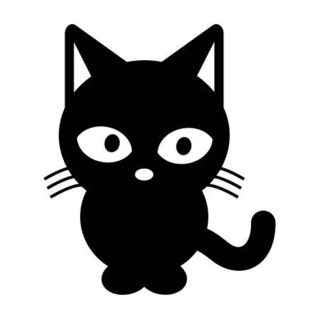 Cat painting template 2365 - Graphic design featuring a cat shape with big eyes, round body, and long tail.