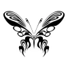 Butterfly painting stencil 2346 - Graphic design with symmetrical wings, wavy lines, and circular shapes.