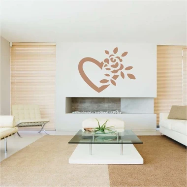 Heart painting stencil 2336 - Living room arrangement with light-colored walls and neutral-toned furniture.