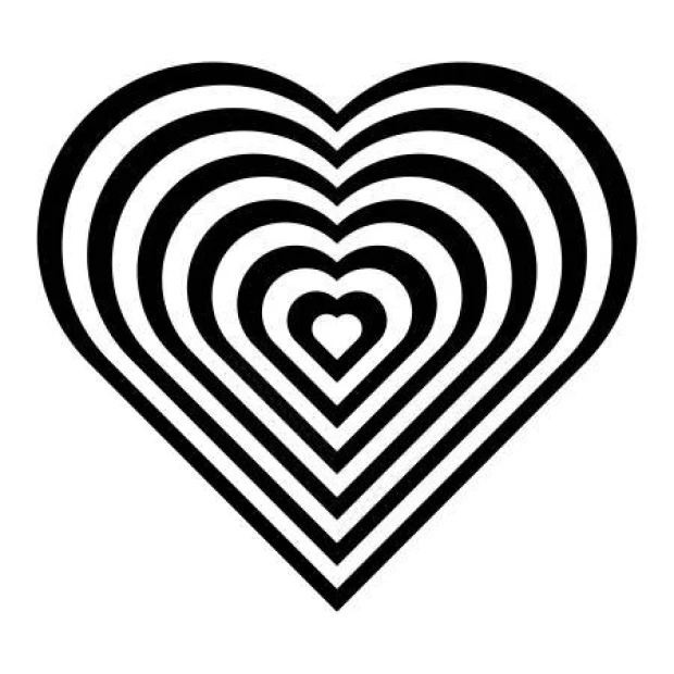 Abstract heart painting template 2335 - Graphic design featuring concentric hearts in various sizes.