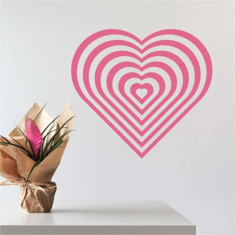 Abstract heart painting template 2335 - Graphic design featuring a heart with concentric lines in various colors.